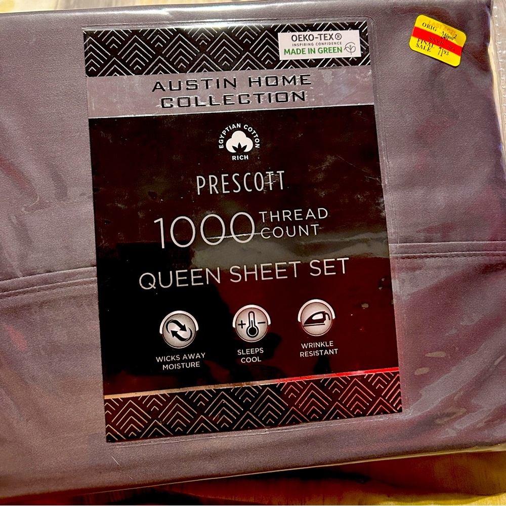 Queen gray sheet set